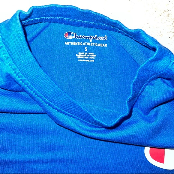 Champion Kids Long Sleeve Shirt in Blue with Logo - Picture 3 of 3